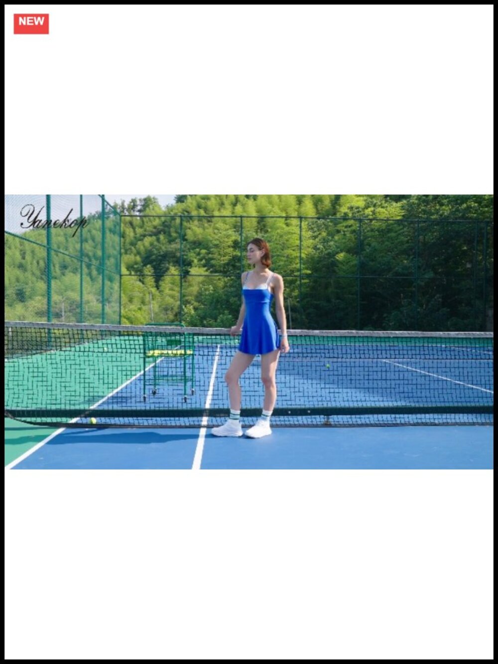 Yanekop Women's Tennis Dress with Shorts & Bra Athletic Romper Mini - Picture 6 of 6
